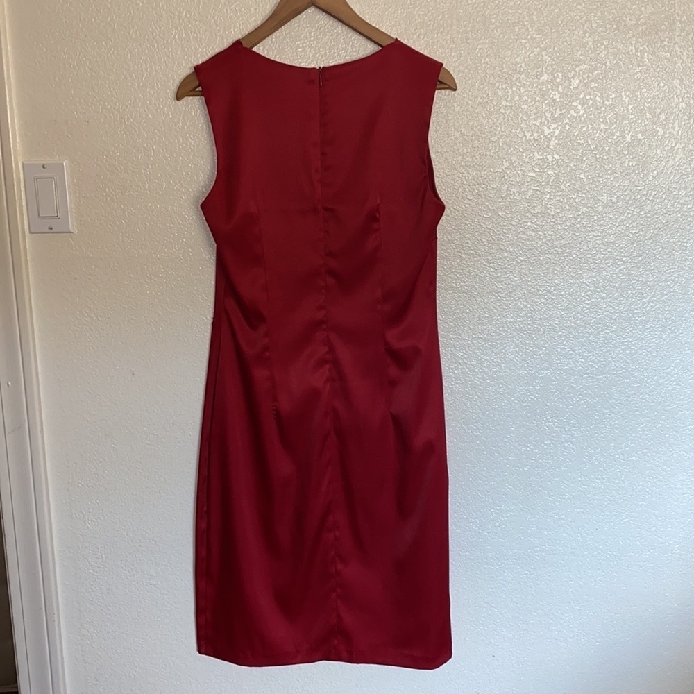 CDC Red Floral Midi Tank Sweetheart Neck Dress - Picture 5 of 9